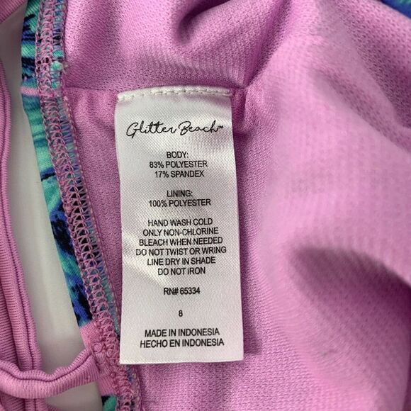 Glitter Beach One Piece Swimsuit Tropical Size 8 - Picture 8 of 8
